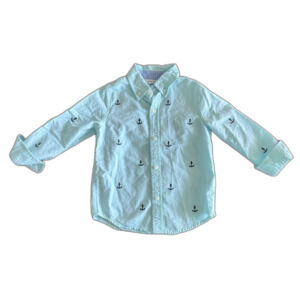 Janie & Jack Blue Anchor Button Up Shirt Boys' 3